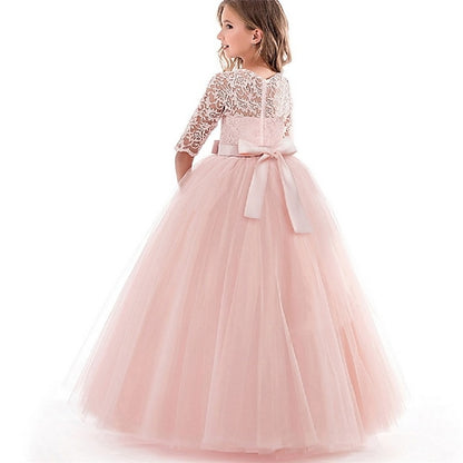 Kids Flower Girl Sleeve Dress Girls' Wedding Half