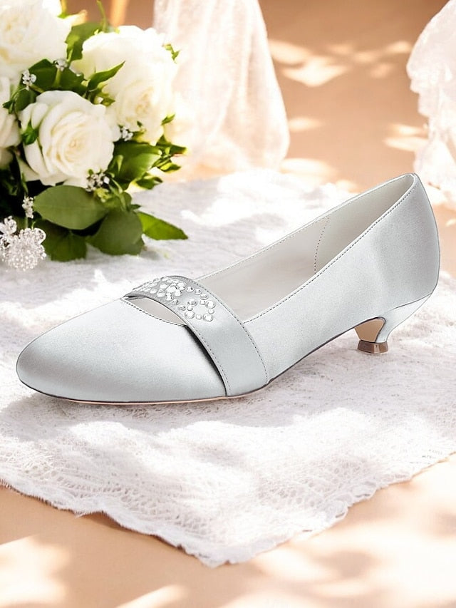 Heels Rhinestone Satin Women's Blue Kitten with