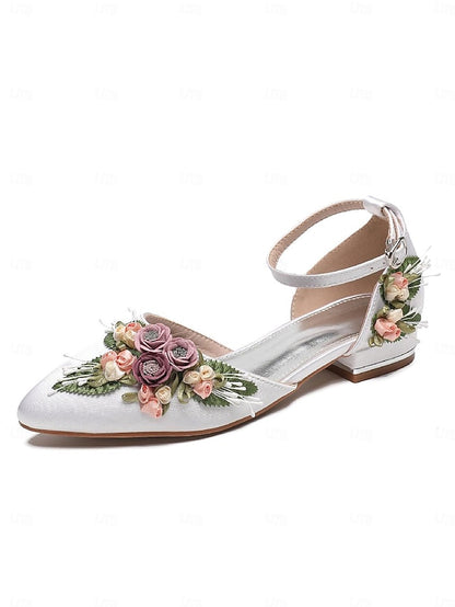 Flat – with Matching Shoes Clutch Floral Embroidered White