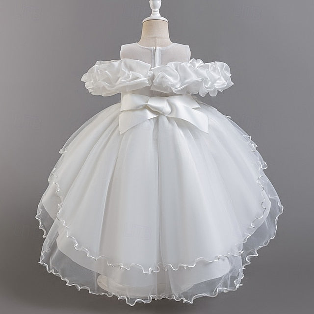 Kids Sleeve Flower Short Dress Party Wedding Floral Girls'