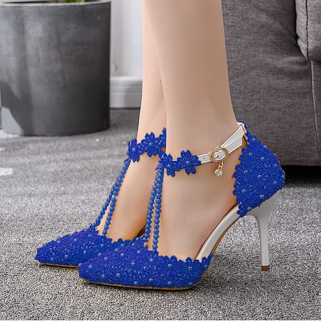 Lace Shoes Pointed Bridal High Heel Wedding Women's