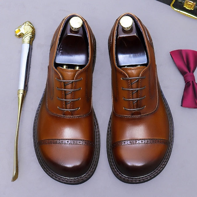 Oxford First Shoes- Genuine Cap Men's Leather Toe