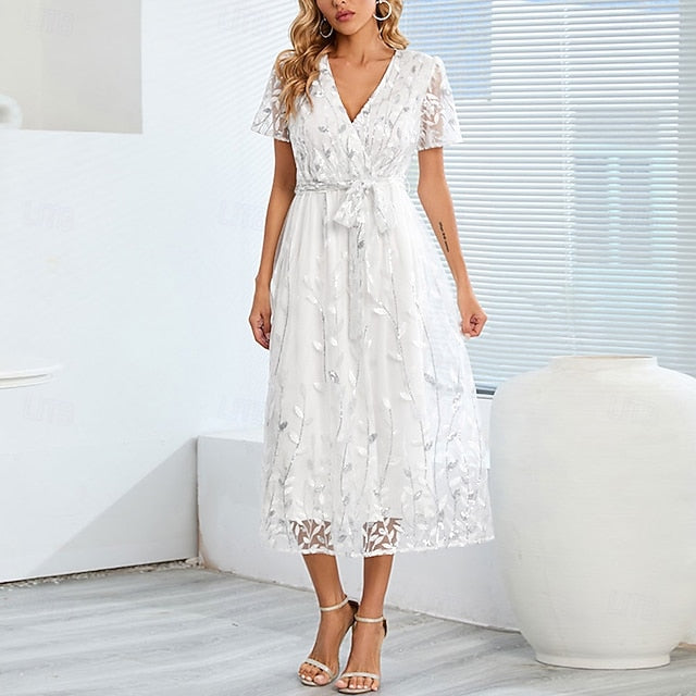 Sequin Dress Bride of A-Line Neck V the Elegant Mother