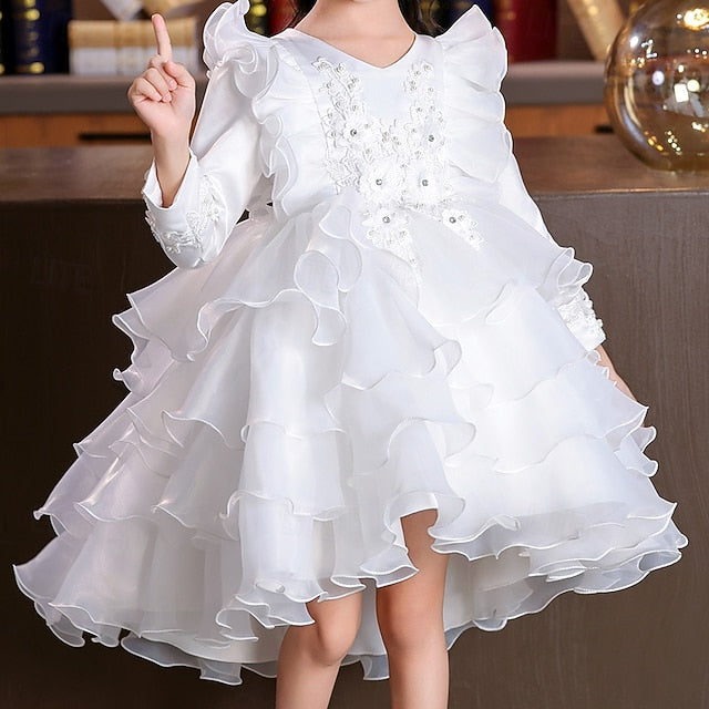 Kids Special Flower Sleeve Party Girls' Dress Wedding Long