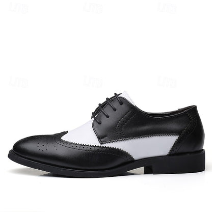 Men's Oxford with Black and Shoes Brogue White