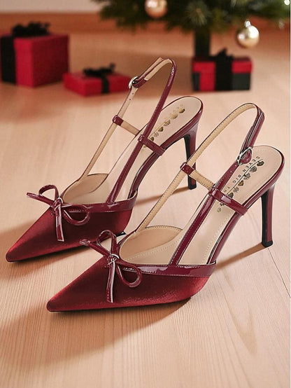 - Slingback Heels Pointed Red and Stiletto Green Women's