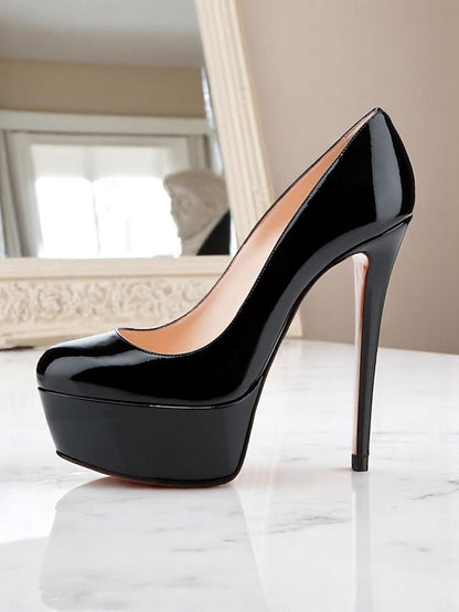Pointed-Toe Patent with Heels Black and Platform Women's