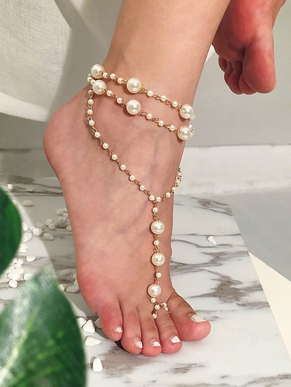 Elegant Chain Pearl Foot Women's – Bracelet Ankle