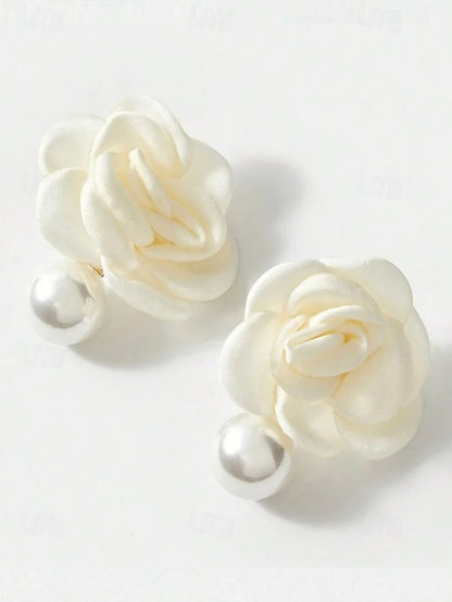 with Drop Stud Pearl Women's Faux Earrings Flower Elegant