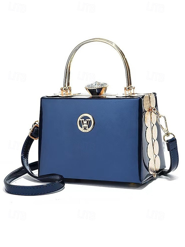 Evening Burgundy with Handbag Patent Leather Gold Women's