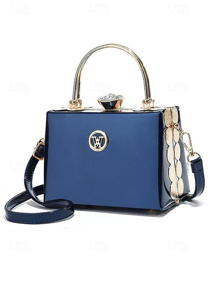 Evening Burgundy with Handbag Patent Leather Gold Women's