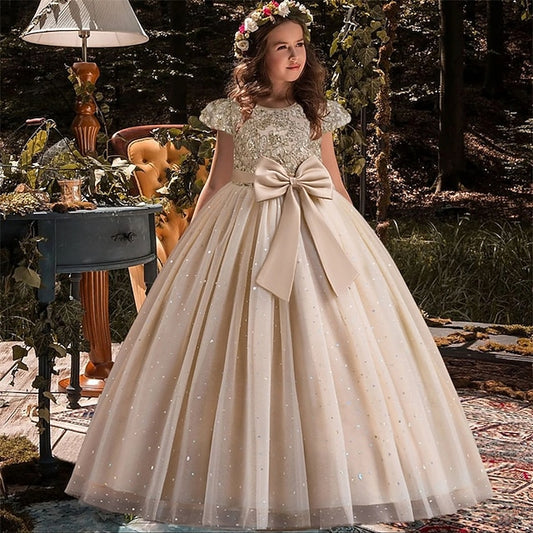 Flower Dress Color Party Kids Girls' Block Girl