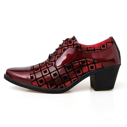 and Patent Oxford Red Block Heel Men's Shoes Black Leather