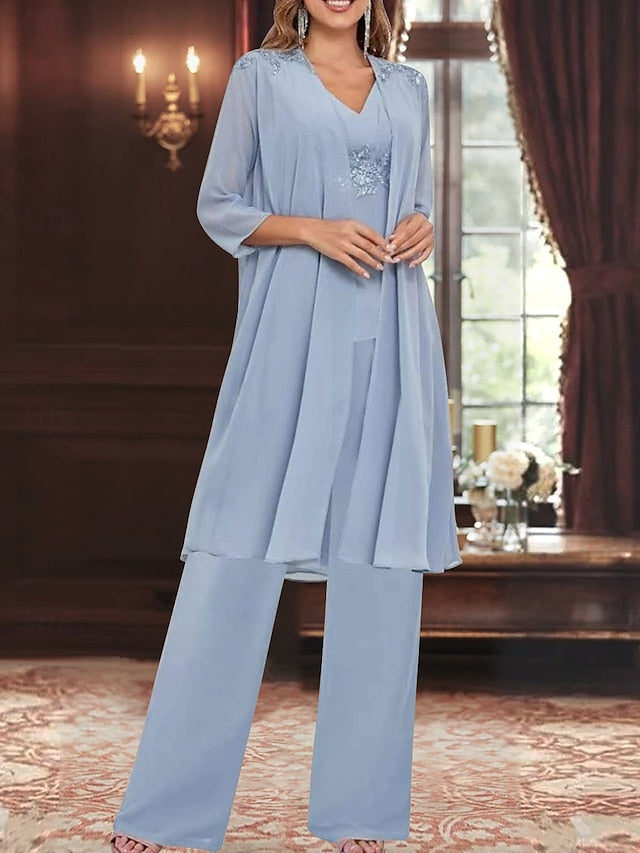 Guest Mother the 3 V Piece Elegant Wedding Simple Bride Dress of