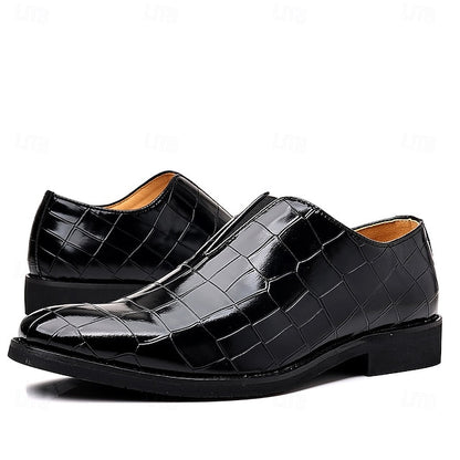 Slip-On Pattern Burgundy Men's Crocodile Shoes –