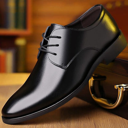 – Men's Shoes Black Classic Lace-Up Derby Glossy Formal