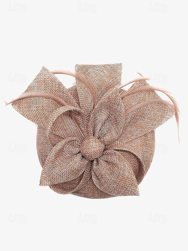 and Feather with Hat Fascinator Bow Accents Women's Green