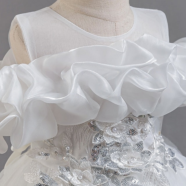 Kids Sleeve Flower Short Dress Party Wedding Floral Girls'