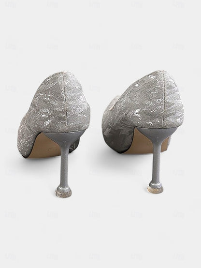 Pointed Champagne Women's Toe Heels Stiletto Glitter with