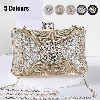 Strap with Gold Chain Bag Women's Elegant Rhinestone Clutch