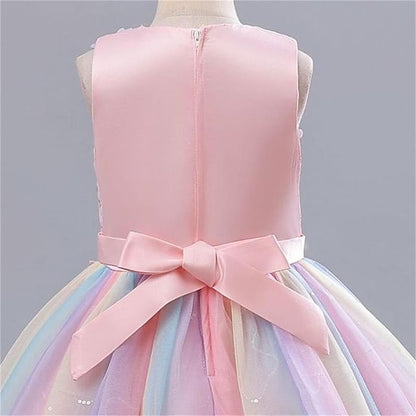 Color Kids Girl Dress Party Girls' Solid Flower