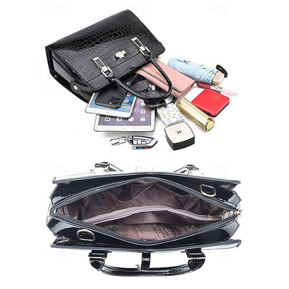 Faux - Croc Patent Women's Handbag Leather Burgundy