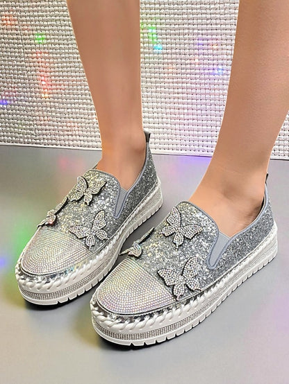 Platform Sneakers Slip-On Glitter with Purple Women's