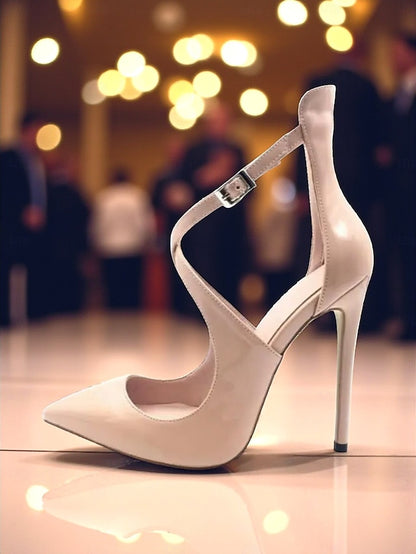 Purple Women's - Leather Strappy Heels Patent Stiletto