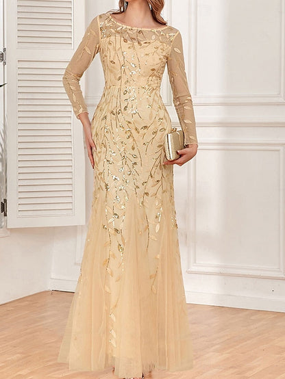 Dress Party Mother the Neck Floor Crew Bride of Elegant