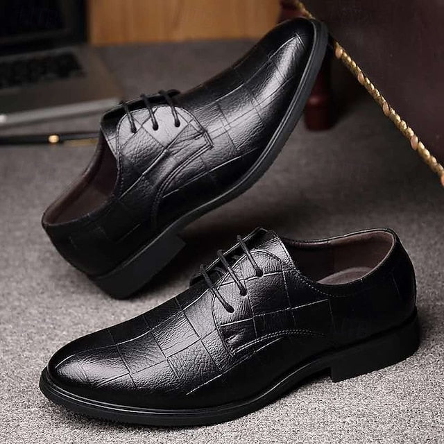 Black Pattern Crocodile Classic Shoes Men's
