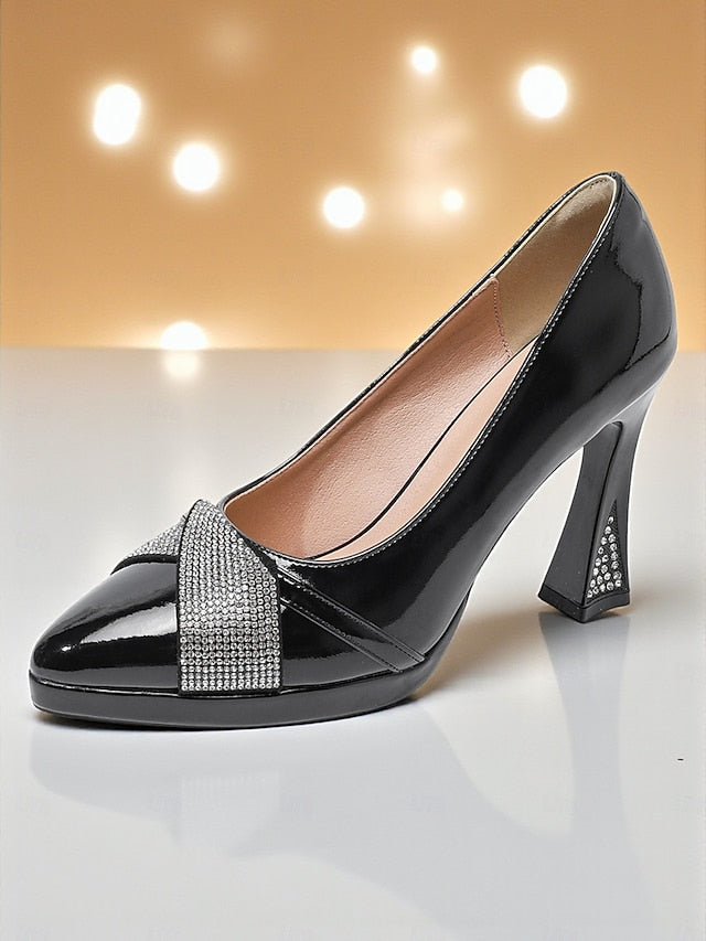 Leather Women's Patent Pointed Toe with Heels Burgundy