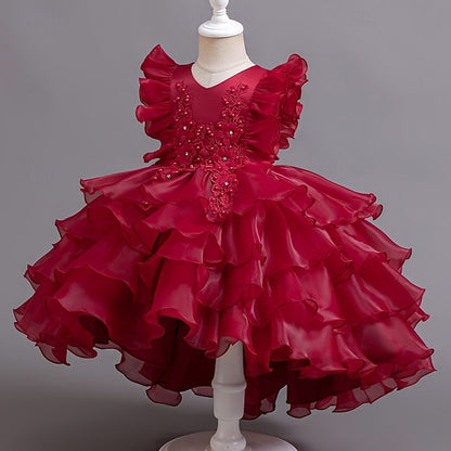 Girls' Dress Asymmetrical Kids Party Floral