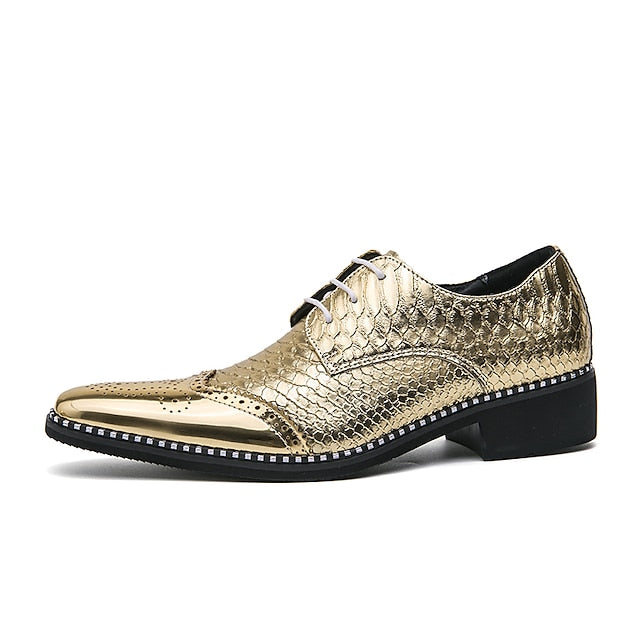 Men's Metallic Gold Shoes – Faux Shiny Oxford