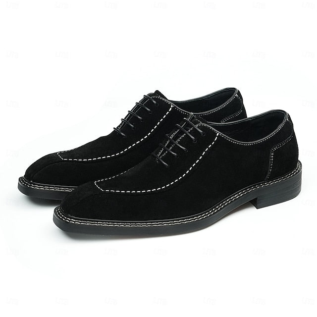 - Classic Cowhide Genuine Leather Shoes Men's Derby Suede