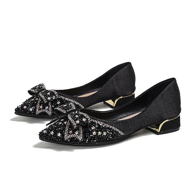 Bow Flats with Women's Rhinestone Glitter - Elegant Detail