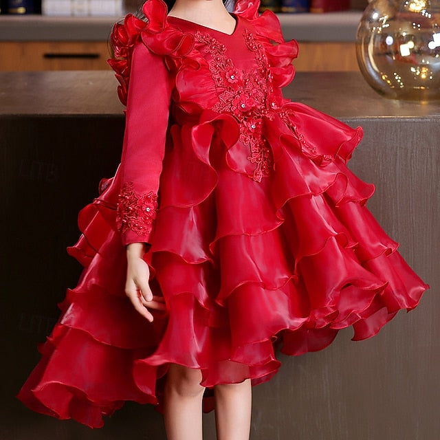 Kids Special Flower Sleeve Party Girls' Dress Wedding Long