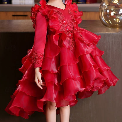 Kids Special Flower Sleeve Party Girls' Dress Wedding Long