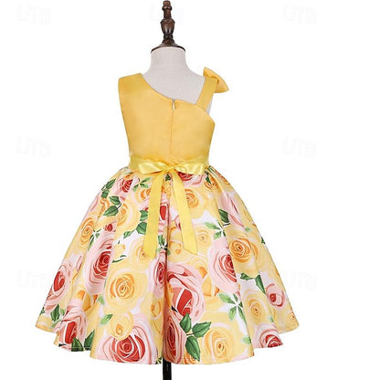 Dress 3D Girls' Sleeveless Easter Summer Party Flower