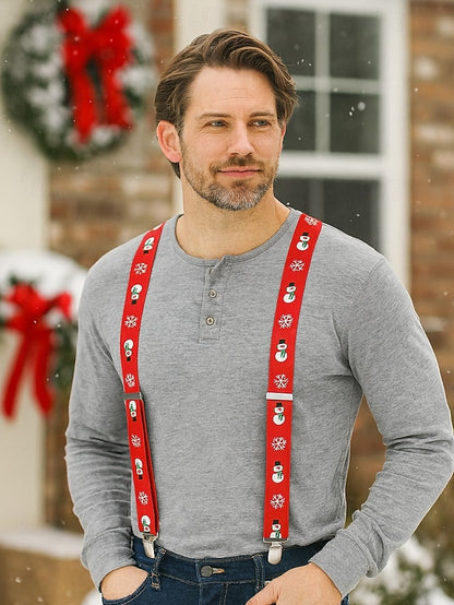 Snowman Men's Christmas with Suspenders