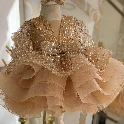 Girls' Kids Solid Color Dress Sleeve 3/4 Party Length