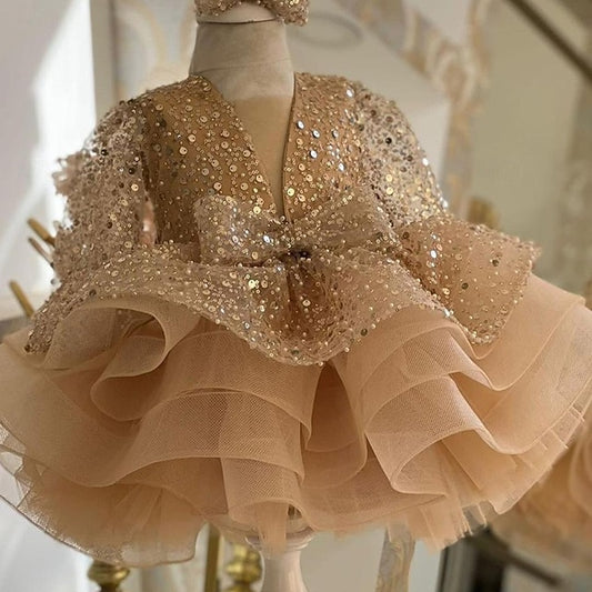 Girls' Kids Solid Color Dress Sleeve 3/4 Party Length