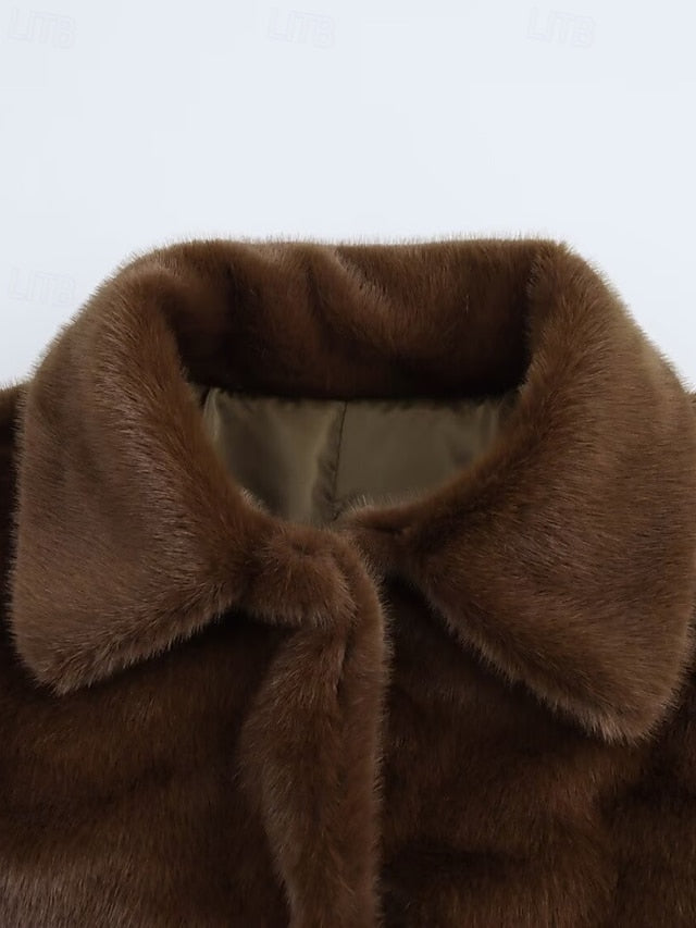 Comfortable Faux Warm Buttons Fur Women's Teddy Coat