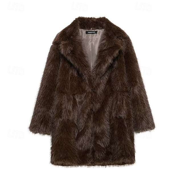 Faux Furs Fur Pocket Comfortable Warm Women's Coat