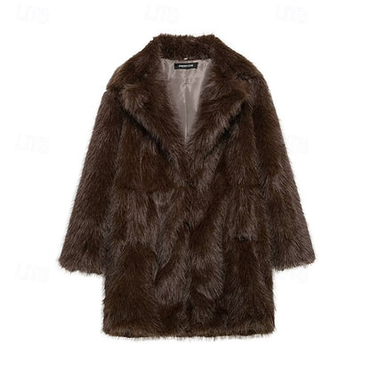Faux Furs Fur Pocket Comfortable Warm Women's Coat