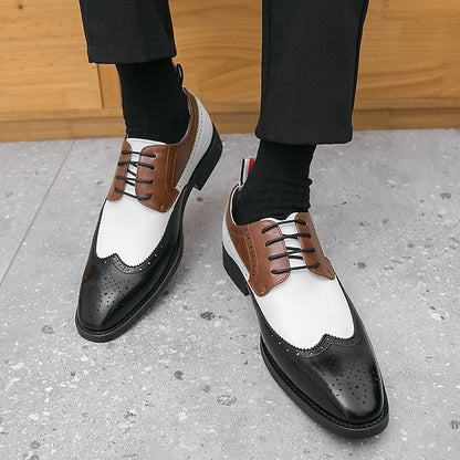Shoes Tri-Color Brogue in Black Oxford Wingtip Men's