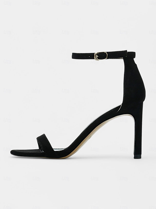 - Black Elegant Ankle Open-Toe Sandals Women Stiletto Strap for