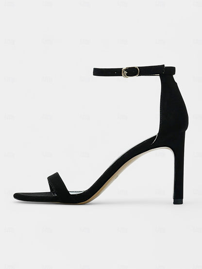 - Black Elegant Ankle Open-Toe Sandals Women Stiletto Strap for