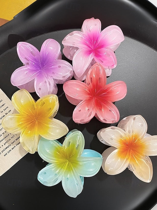 6PCS Hair Tropical Resin – Clips Plumeria Hawaiian Flower