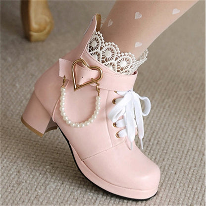 Lace-Up – White Bridal Women's Boots Wedding Ankle Shoes