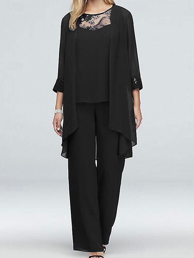 3 Elegant Neck Dress of Mother Vintage Piece Crew Bride the